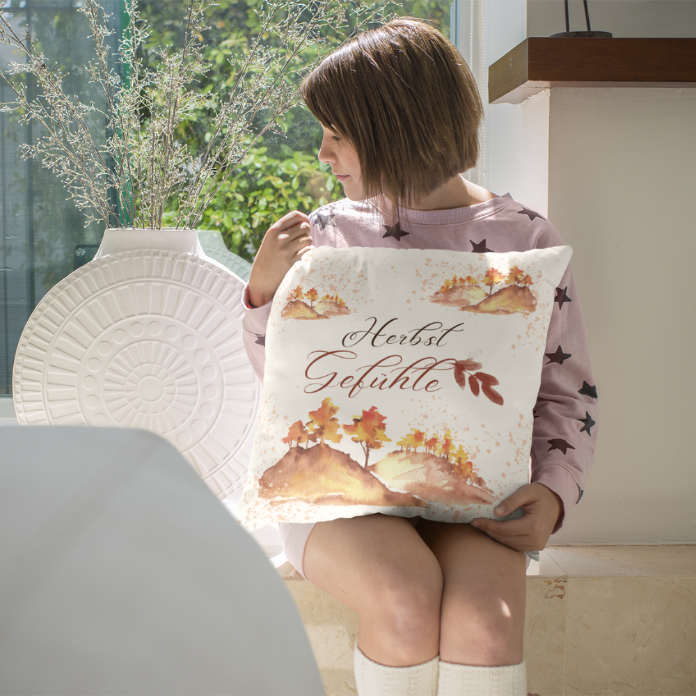 Herbst Hygge Kissen „Herbstgefühle“ – Zierkissen im Aquarell-Design