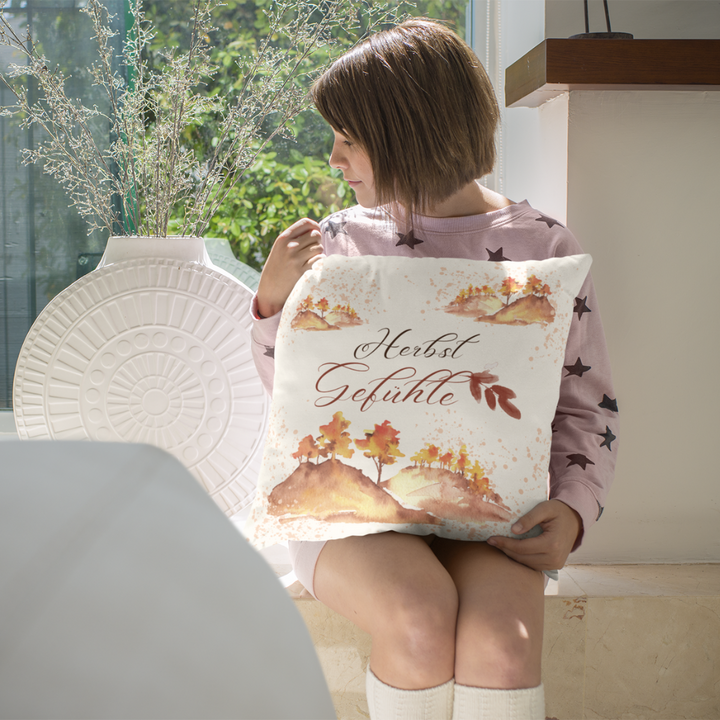 Herbst Hygge Kissen „Herbstgefühle“ – Zierkissen im Aquarell-Design