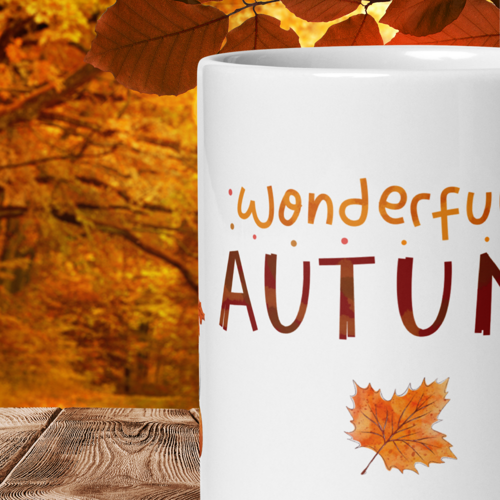 Herbst Tasse „Wonderful Autumn“ – Keramikbecher mit Kürbis-, Kakao- Motiv