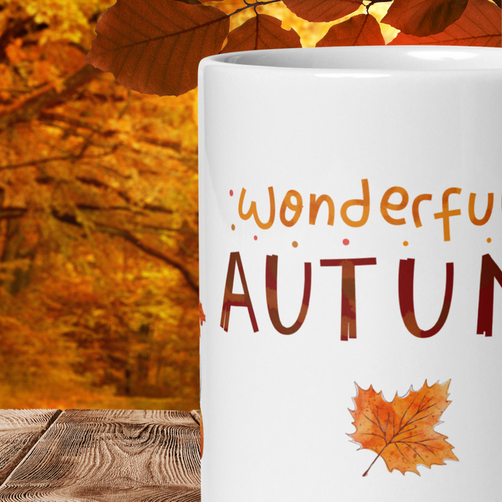 Herbst Tasse „Wonderful Autumn“ – Keramikbecher mit Kürbis-, Kakao- Motiv
