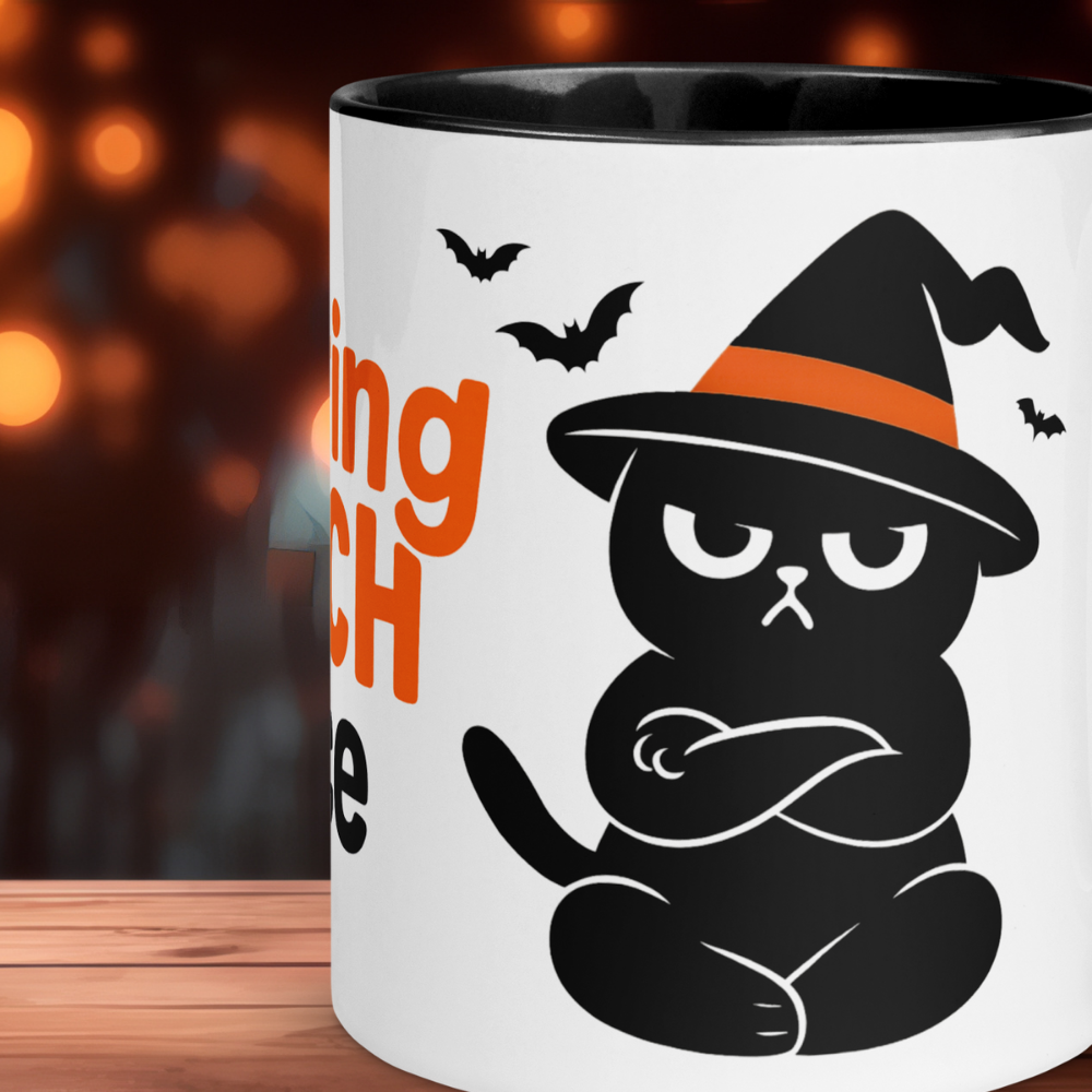 Halloween Tasse „Resting Witch Face“ – Keramikbecher mit Grumpi Cat-Motiv