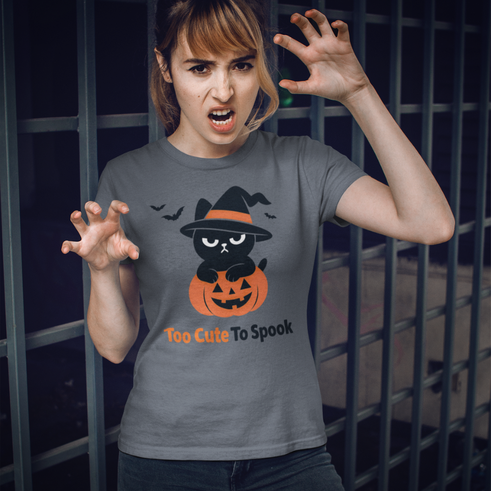 Halloween T-Shirt – Too Cute to Spook | Grumpi Cat Edition | Unisex Shirt