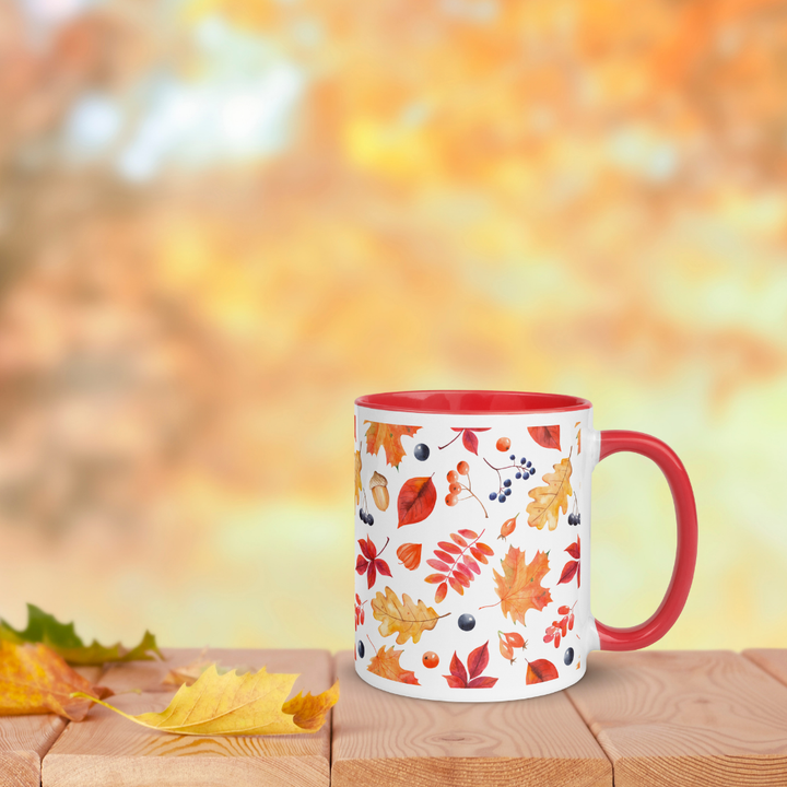 Herbst Tasse „Autumn Harmony“ – Keramikbecher mit Blätter- & Beeren-Motiv