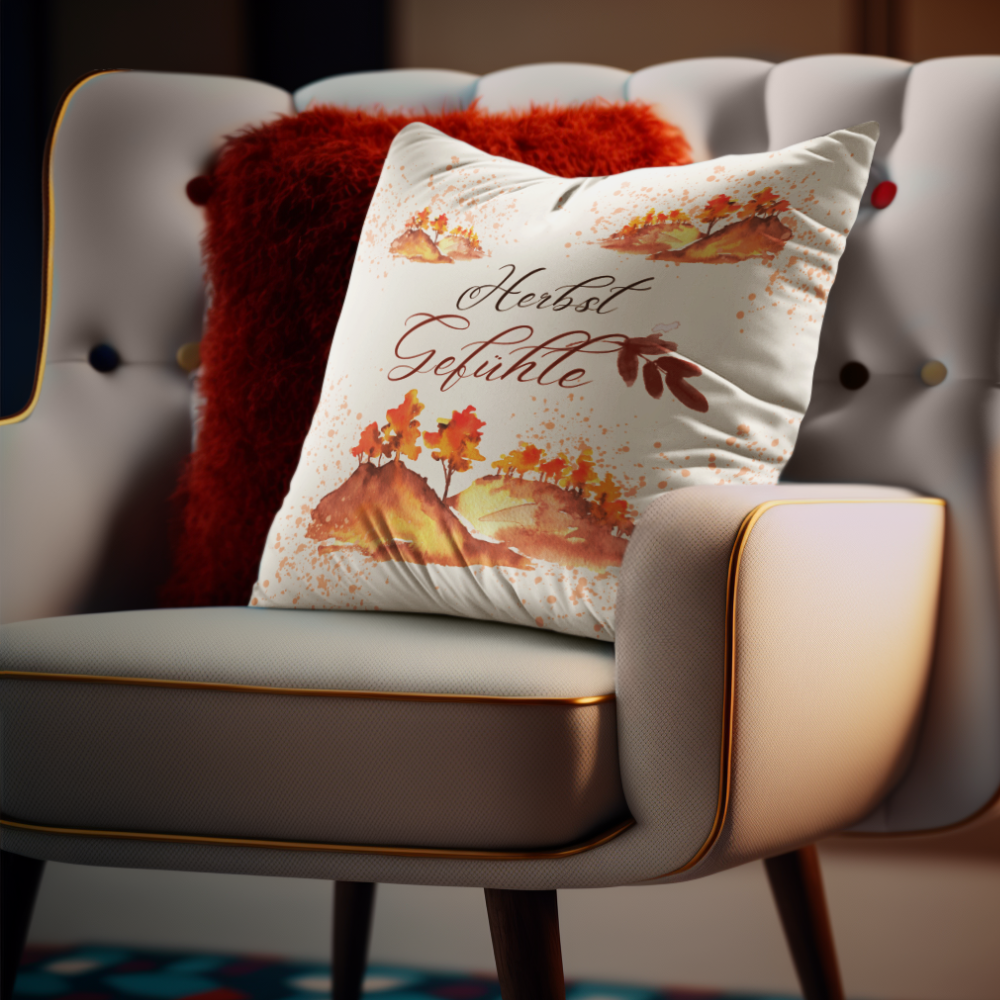 Herbst Hygge Kissen „Herbstgefühle“ – Zierkissen im Aquarell-Design