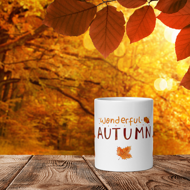 Herbst Tasse „Wonderful Autumn“ – Keramikbecher mit Kürbis-, Kakao- Motiv