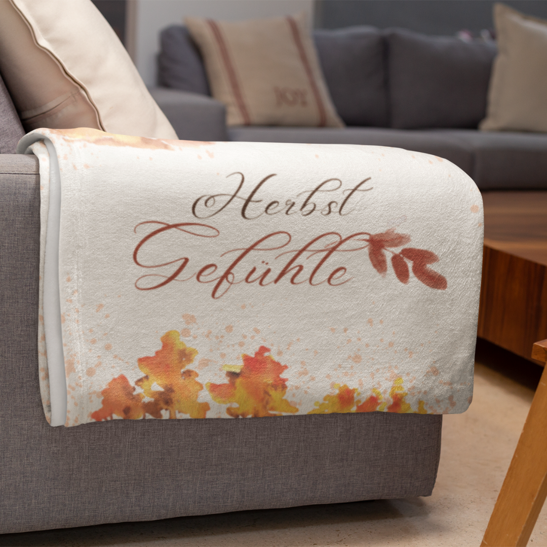 Herbst Hygge Kuscheldecke „Herbstgefühle“ – Decke im Aquarell-Design