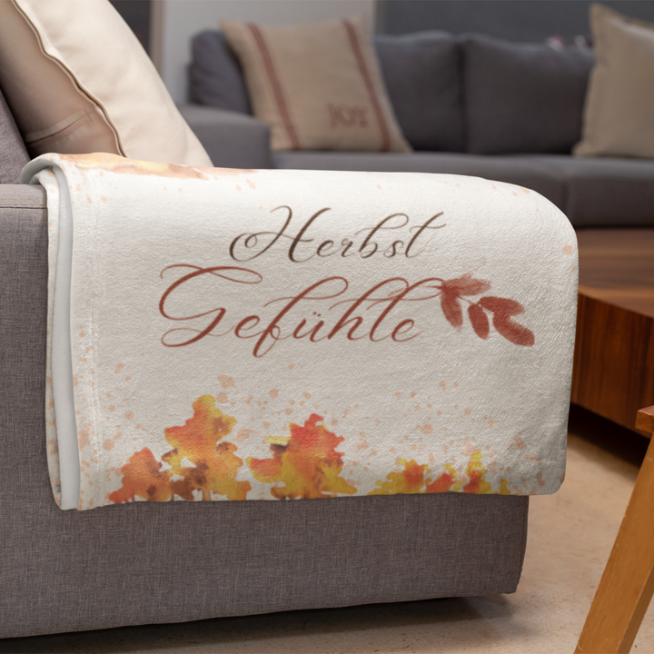 Herbst Hygge Kuscheldecke „Herbstgefühle“ – Decke im Aquarell-Design