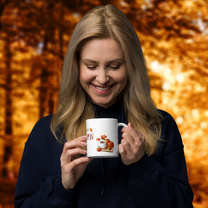 Herbst Tasse „Wonderful Autumn“ – Keramikbecher mit Kürbis-, Kakao- Motiv