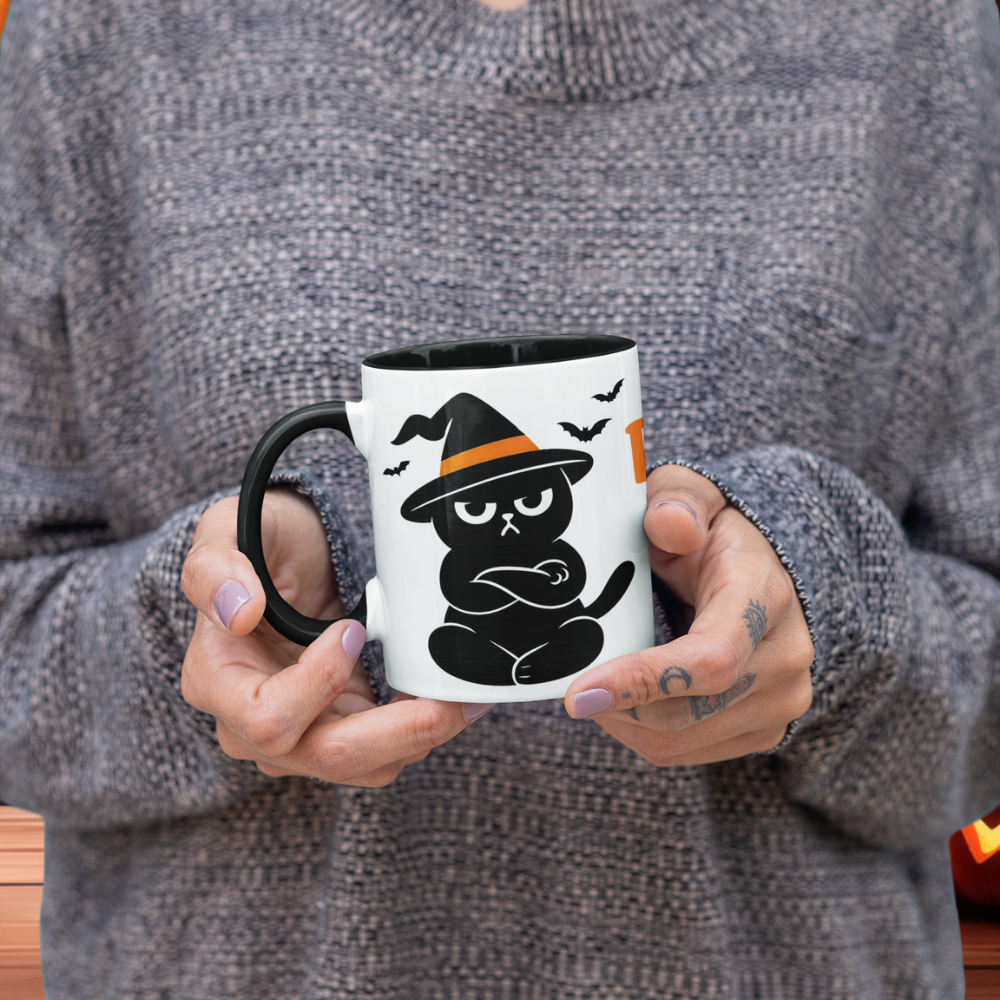 Halloween Tasse „Resting Witch Face“ – Keramikbecher mit Grumpi Cat-Motiv