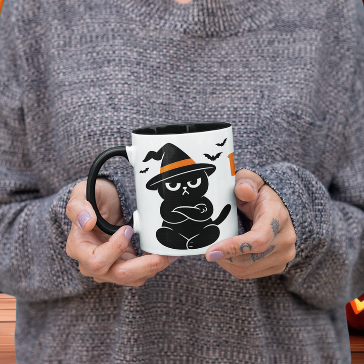 Halloween Tasse „Resting Witch Face“ – Keramikbecher mit Grumpi Cat-Motiv