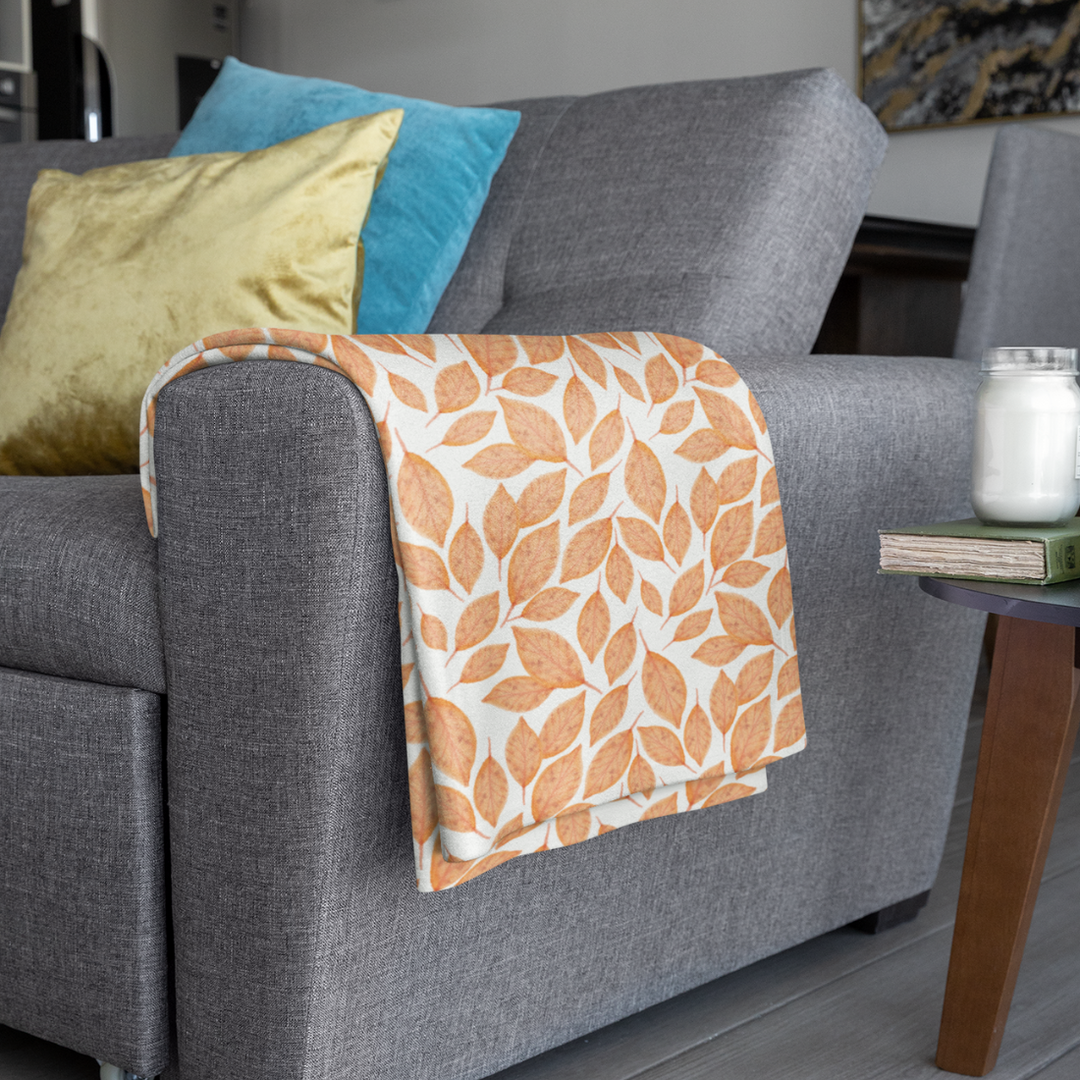 Herbst Hygge Kuscheldecke „Blättertraum“ – Decke mit warmem Blättermuster