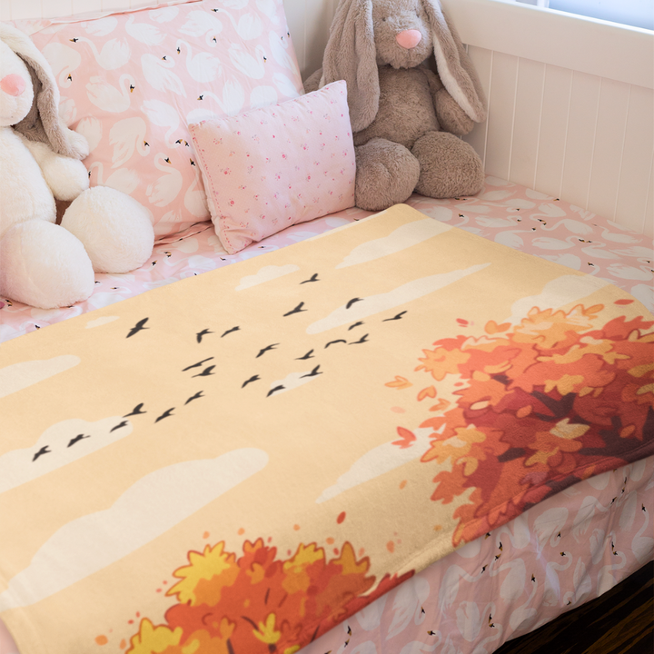 Herbst Hygge Kuscheldecke „Herbstpfad“ – Decke mit herbstlicher Landschaft