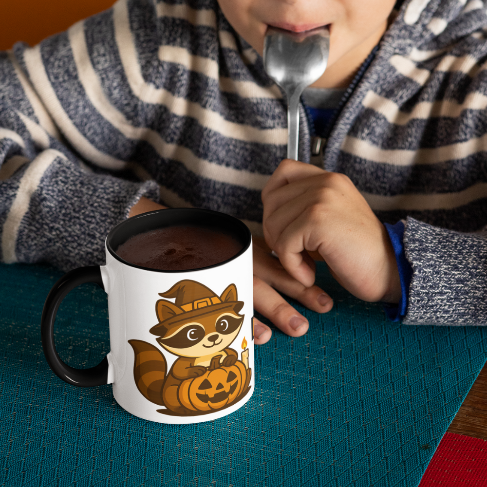 Halloween Tasse „Happy Halloween“ – Keramikbecher mit Stöbi Waschbär-Motiv
