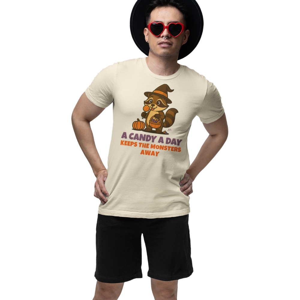 Halloween T-Shirt – A Candy a Day Keeps the Monsters Away | Unisex Shirt
