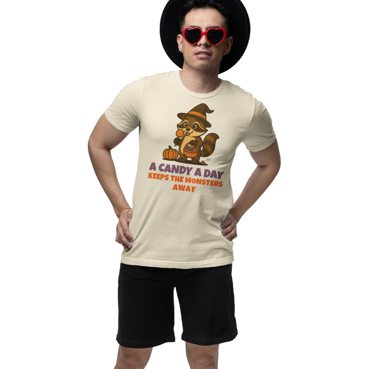 Halloween T-Shirt – A Candy a Day Keeps the Monsters Away | Unisex Shirt