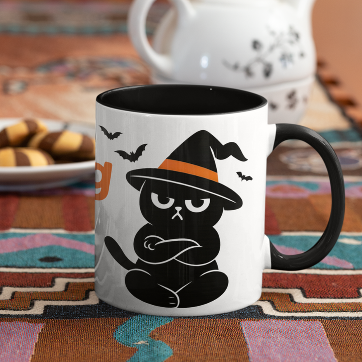 Halloween Tasse „Resting Witch Face“ – Keramikbecher mit Grumpi Cat-Motiv