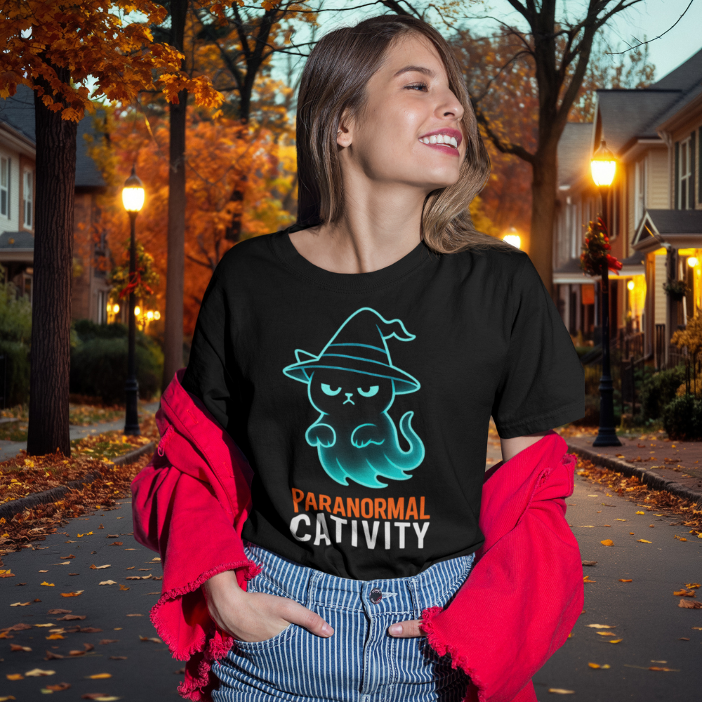 Halloween T-Shirt – Paranormal Cativity | Grumpi-Cat Edition | Unisex Shirt