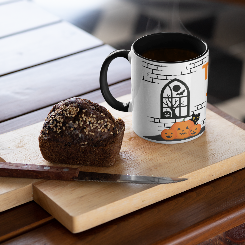 Halloween Tasse „Trick or Tea“ – Keramikbecher mit Stöbi Waschbär-Motiv