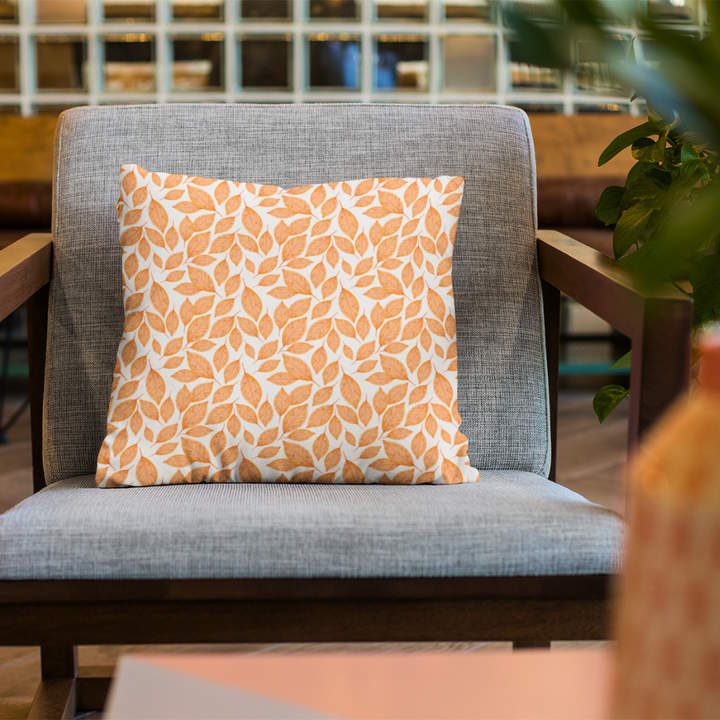 Herbst Hygge Kissen „Blättertraum“ – Zierkissen mit warmem Blättermuster