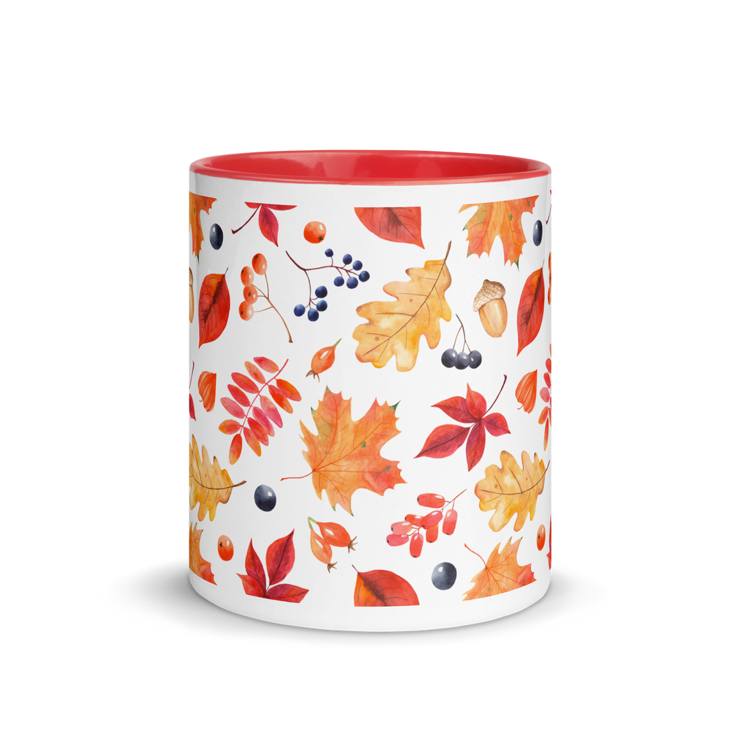 Herbst Tasse „Autumn Harmony“ – Keramikbecher mit Blätter- & Beeren-Motiv