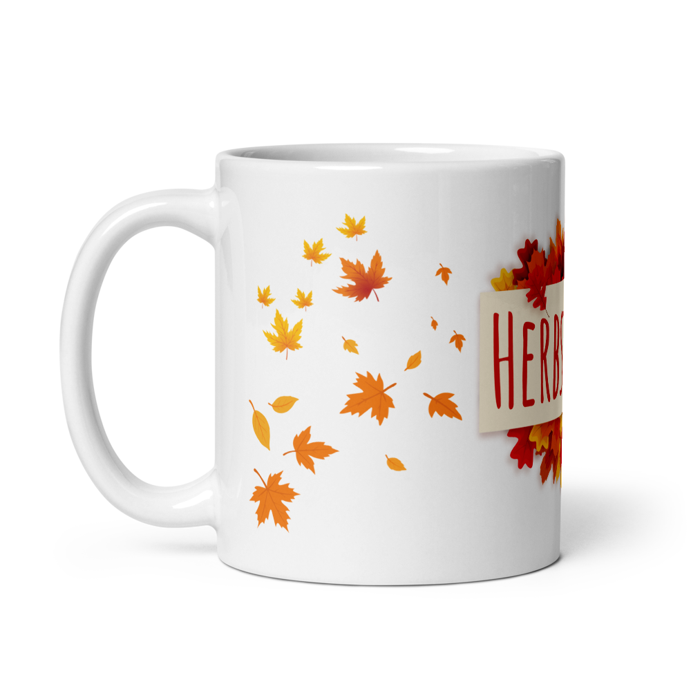 Herbst Tasse „Herbstkind“ - Keramikbecher mit Herbstlaub-Motiv