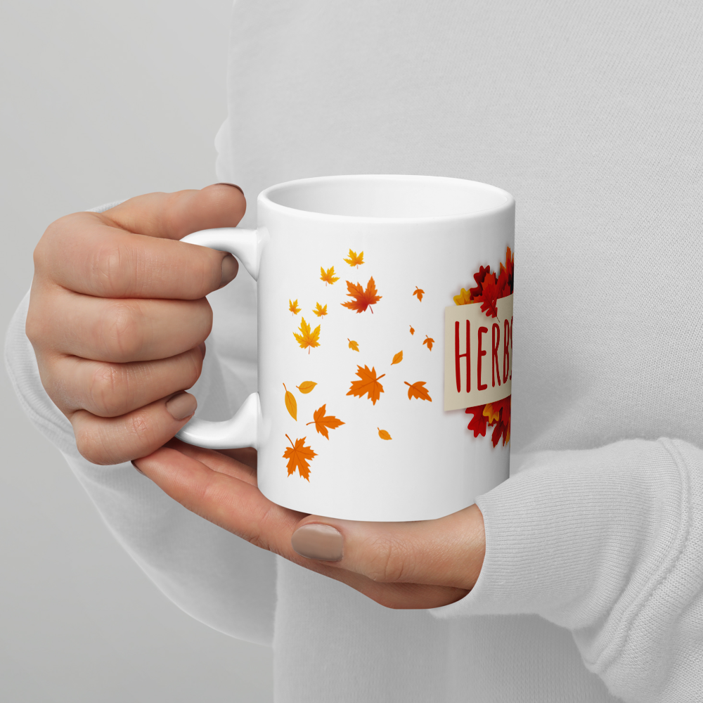 Herbst Tasse „Herbstkind“ - Keramikbecher mit Herbstlaub-Motiv