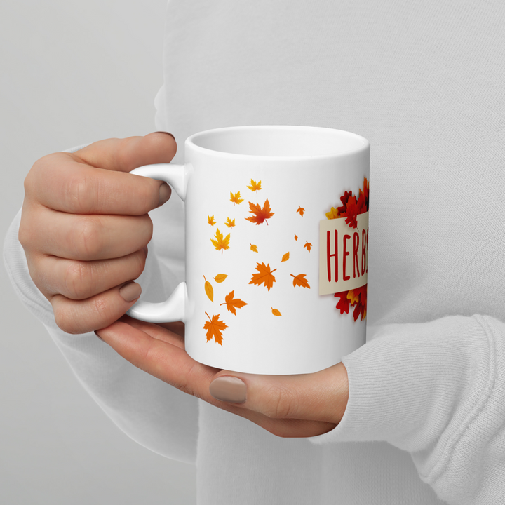Herbst Tasse „Herbstkind“ - Keramikbecher mit Herbstlaub-Motiv