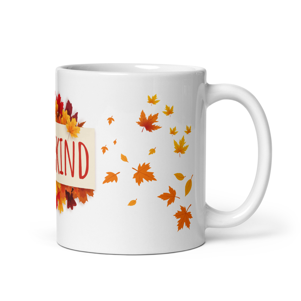 Herbst Tasse „Herbstkind“ - Keramikbecher mit Herbstlaub-Motiv