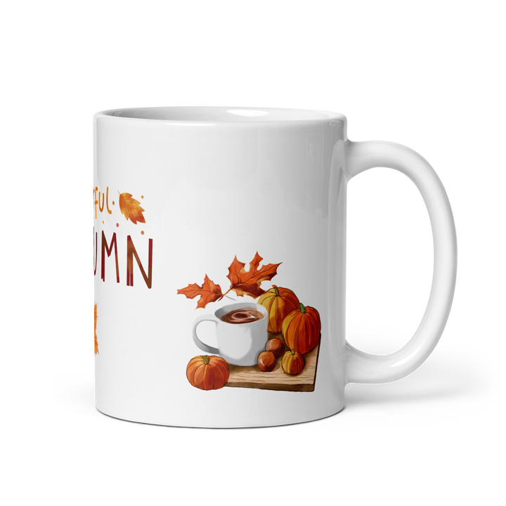 Herbst Tasse „Wonderful Autumn“ – Keramikbecher mit Kürbis-, Kakao- Motiv